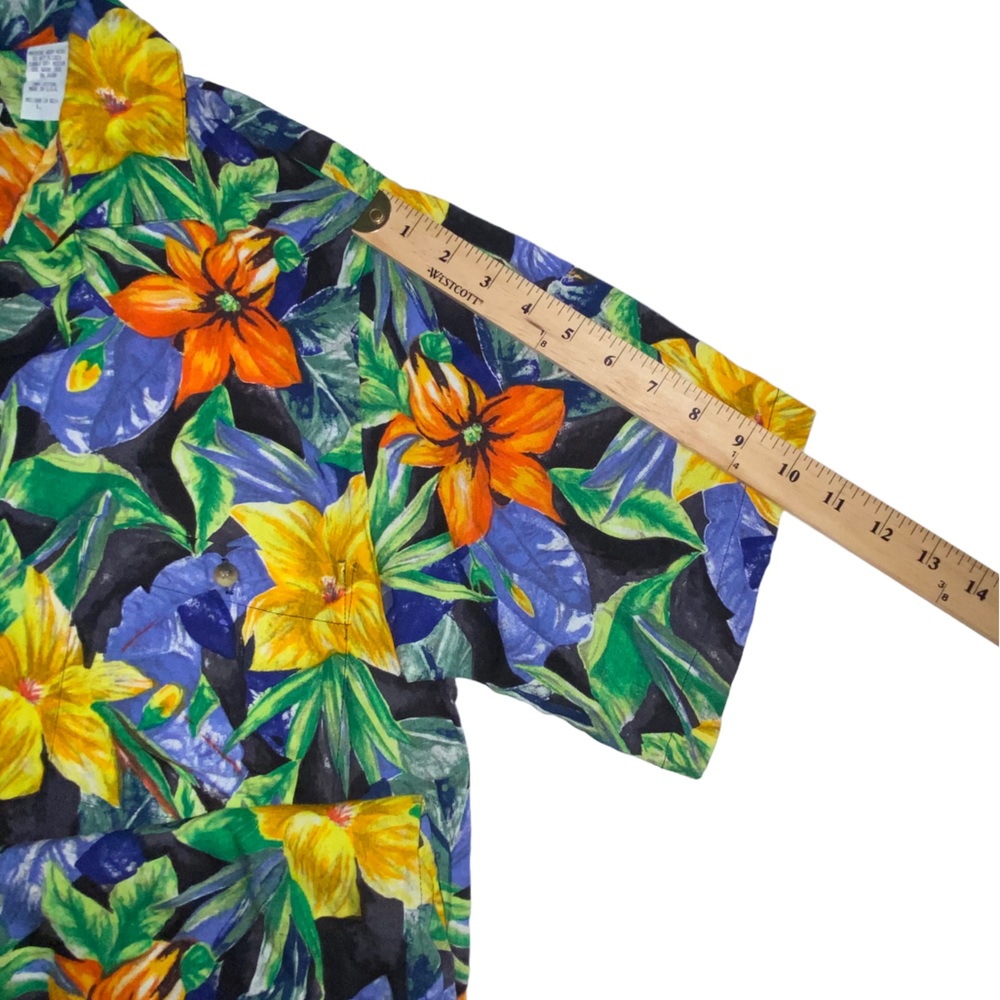 Vtg WEEKENDER Traveler Floral Hawaiian Button Down USA Cotton Shirt Men’s L - Picture 5 of 8